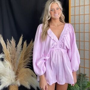 BUCKETLIST Lavender Ruffled Romper